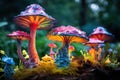 Distinctive Decorative mushrooms. Generate Ai