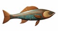 Distinctive Decorative Wall Fish Art With Dark Cyan And Light Brown Style