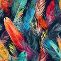 Distinctive feather texture pattern, feathers in mixed colors