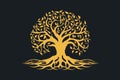 Distinctive Golden tree logo. Generate Ai Royalty Free Stock Photo