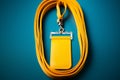 Distinctive ID Yellow cord, space for name, text on badge for recognition