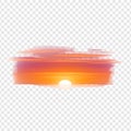 Horizontal Blurry Sunset with Sun Sphere on Transparent Background Royalty Free Stock Photo