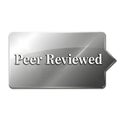 Distinctive peer reviewed badge with a glossy finish and a sharp arrow element Royalty Free Stock Photo