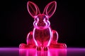 Distinctive Pink neon rabbit. Generate Ai