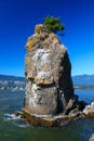 Distinctive Siwash Rock in Stanley Park / Vancouver / British Columbia / Canada Royalty Free Stock Photo