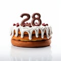 Distinctive Typography Cake With Number 28 Cranberrycore Design