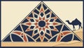 Egyptian Pyramid Motif: Geometric Pattern with Camel in Desert Landscape, vector design Generative AI Royalty Free Stock Photo