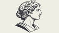 Classical Bust of Woman with Laurel Wreath, Ancient Art, vector design Generative AI Royalty Free Stock Photo