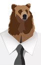 distinguished person with shirt and tie bear character-