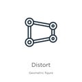 Distort icon. Thin linear distort outline icon isolated on white background from geometric figure collection. Line vector distort