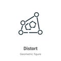 Distort outline vector icon. Thin line black distort icon, flat vector simple element illustration from editable geometric figure