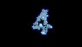 glitchy alphabet of gem stones with chromatic aberrance - number 4, isolated - object 3D illustration