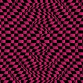 Distorted checkered background in pink and black