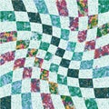 Distorted chess board textile seamless pattern