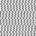 Distorted chessboard background gray and white. Trippy grid seamless pattern. Groovy retro style 60s 70s