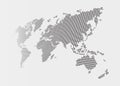 Distorted and dotted style world map on gray background Royalty Free Stock Photo