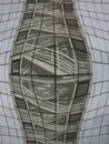 Distorted glass window on building