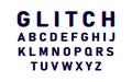 Distorted glitch font typeface letters and numbers. Glitch font with distortion stereoscopic effect. Modern trendy style lettering Royalty Free Stock Photo