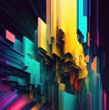 Distorted glitch geometric concept background. Generative AI