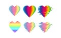 Distorted glitch rainbow hearts icon