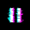 Distorted glitch style pause Media video file or music symbol - play video button, vector illustration on black