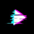 Distorted glitch style recording and play Media video file or music symbol - play video button, vector illustration on