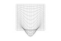 Distorted grid. Mesh warp texture. Futuristic net with convex effect. Geometric deformation. Gravity phenomenon. Bented Royalty Free Stock Photo