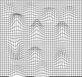 Distorted grid seamless pattern. Glitch. Retrowave, synthwave, vaporwave. Technology black and white background. Banner
