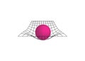 Distorted grid with the sphere. The sphere distorts space. Vector illustration. Royalty Free Stock Photo