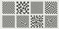 Distorted Grid Tile Vector Patterns. Retro Aesthetic Backgrounds.