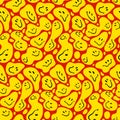 Distorted Happy Smiles Vector Seamless Pattern Design