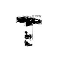 Distorted letter T vector. Grunge T letter of the alphabet. Trendy style distorted glitch typeface alphabet. Letters drawn