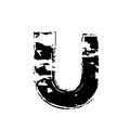 Distorted letter U vector. Grunge U letter of the alphabet. Trendy style distorted glitch typeface alphabet. Letters drawn