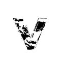 Distorted letter V vector. Grunge V letter of the alphabet. Trendy style distorted glitch typeface alphabet. Letters drawn