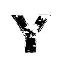 Distorted letter Y vector. Grunge Y letter of the alphabet. Trendy style distorted glitch typeface alphabet. Letters drawn