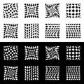 Distorted mesh, grid geometric element. Set of 8 shape in black