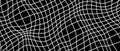 Distorted outline wireframe background. Abstract wavy flowing chessboard wallpaper. Warped curved grid surface pattern