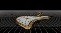 Distorted pocket watch over a spacetime grid Royalty Free Stock Photo