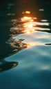 Distorted reflection in sun dappled water ripples, pond, vibrant