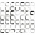 Distorted square frames. Abstract grunge pattern. Border edges Vector. Black white texture. Royalty Free Stock Photo