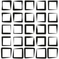 Distorted square grid. Geometric abstract pattern. Unique block shapes. Vector black design.