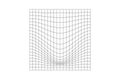 Distorted square grid. Geometric deformation effect. Mesh warp texture. Convex futuristic net. Gravity phenomenon Royalty Free Stock Photo