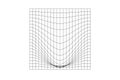 Distorted square grid. Mesh warped texture. Net with convex effect. Geometric deformation. Gravity phenomenon. Bented Royalty Free Stock Photo