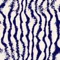 Distorted stripe monochrome seamless raster pattern. Minimalist checkered square black and white background