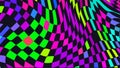 Distorted twisted checkered background. Trippy strip psychedelic pattern.