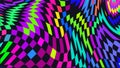 Distorted twisted checkered background. Trippy strip psychedelic pattern.