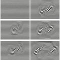 Distorted wave grid monochrome texture lines template. Editable abstract mesh dynamical rippled surface.