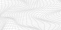 Distorted wave monochrome texture. dynamical rippled surface. Vector mesh grid pattern of lines. Black and white