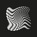Distorted wave surface. Dot pattern structure. Black shape illusion. Vector abstract form. Royalty Free Stock Photo
