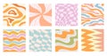 Distorted wavy patterns square background set Royalty Free Stock Photo